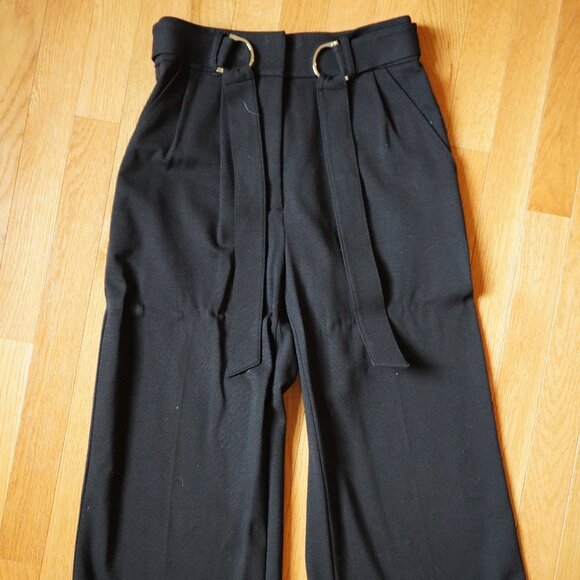 Lauren Ralph Lauren Black Viscose Crop Knit Wide-Leg Ponte Pant || XS - Picture 2 of 7